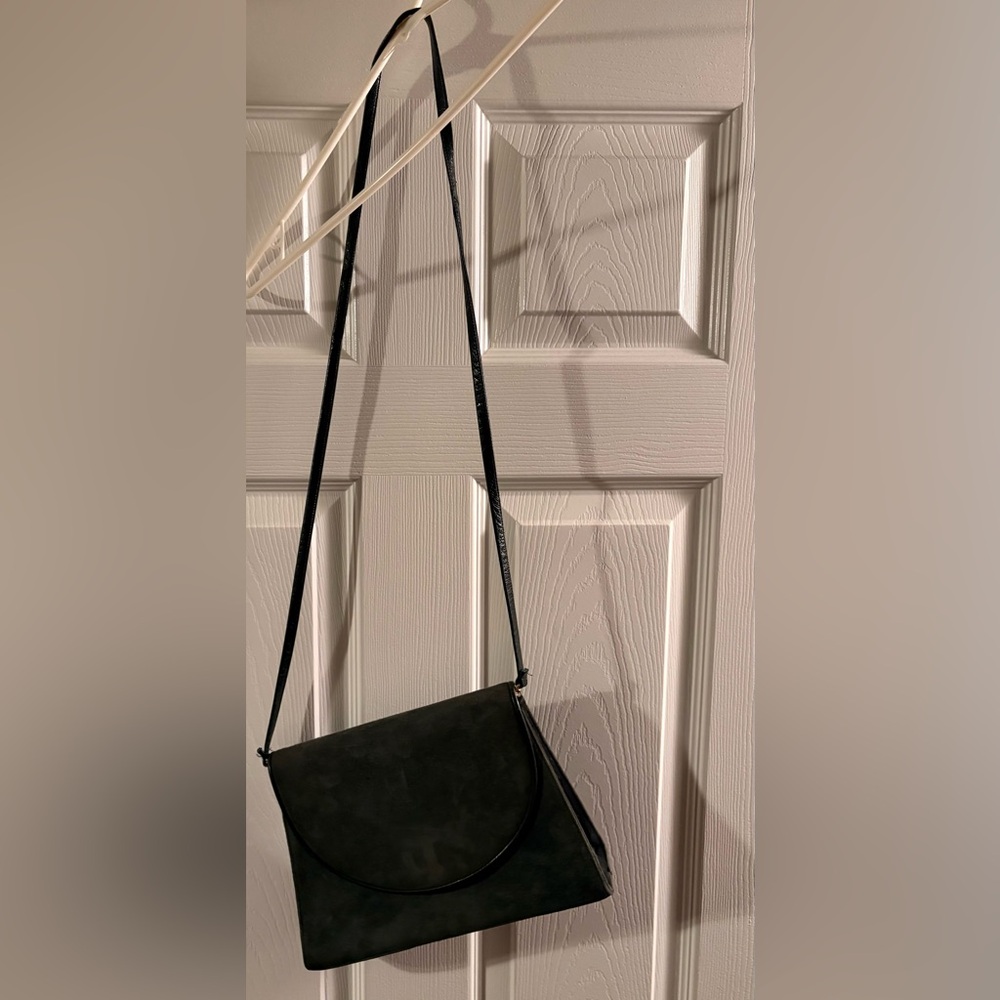 Frenchy of California Black and Green Vintage Suede Bag